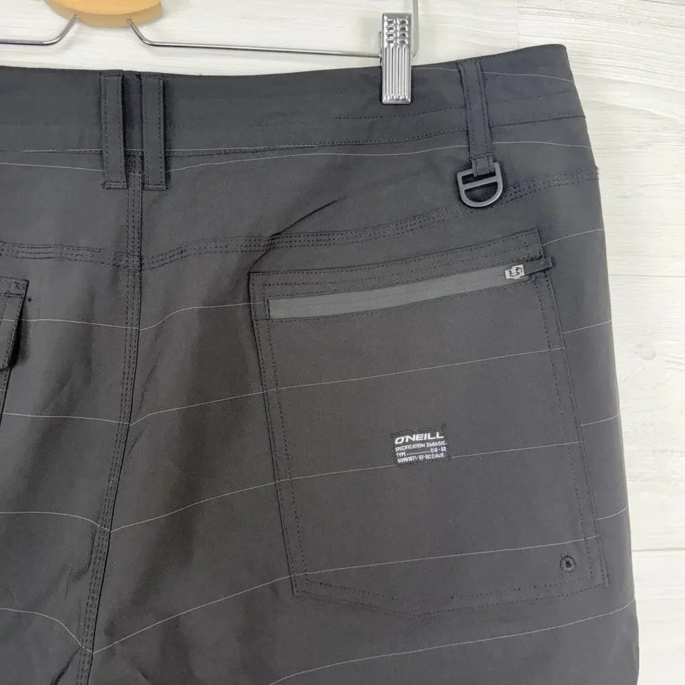 O'Neill Crossover Shorts Men 40 Black Hybrid Quick Dry Hike Pockets Surf Outdoor